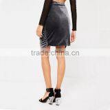 2017 New Fashion Ladies Soft Mini Sexy Grey Tie Side Wrap Velvet Skirt thumbnail-4