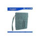 Imitation Fabric Design PU Fashion Protective Case With Wrist Strap and Stand for the New IPad(iPad3)
