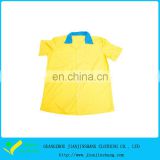 Bright Yellow Color Button Up Short Sleeve Work Shirts Unisex