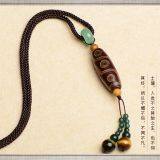 Nine Agate Pendant Necklace Pendant Accessories Simple Retro Vain Long Folk Style Agate Female Sweater Chain thumbnail-1