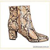 Snake PU ankle boots with zipper