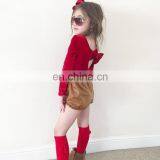 RTS Christmas Back With Bow Plain Romper Romper Girls Leotards Velvet Baby Romper thumbnail-3