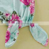 Soft Cotton Baby Sleeping Bag With Hairband Set Floral Print Baby Knotted Gown thumbnail-4