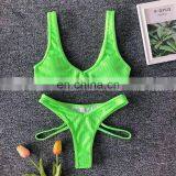 Сексуальный розово-красный бикини 2019 года, белье-стрепочка для купания, женская плавательная одежда, связанная летняя пляжная одежда, бикини с высоким надрезом, купальник thumbnail-6