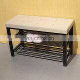 Customized Black PVC Leather Luxury Shoe Rack Rectangle Long Double Size Beach With Metal Frame thumbnail-3