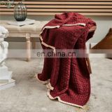 OLIVEHOME knitted throw blanket woolen blanket with patterns Lightweight Soft Warm for Bedroom Sofa Office and Living Room