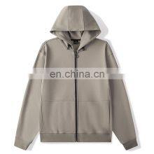 Top Quality Plain Full Zip Up Hooded Collar Oversized Long Sleeve Basic Jacket Coat Pocket Thick Polyester Men's Zipper Hoodies thumbnail-1