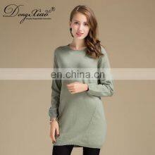 Lady Fashion Winter Warm Casual Long Dress Vintage 100% Cashmere Sweater O-Neck Collar Knitted Weaving OEM Service Available thumbnail-5