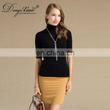 100% Cashmere Preppy Style Turtleneck Sweater Women Slim Fit Half Sleeves Solid Pattern Knitted Winter OEM Service Available thumbnail-5