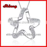 stock order !silver micro paved fashion sea star necklace