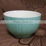Embossed Outside Pink Inside White Ceramic Salad Bowl for Wholesale thumbnail-5