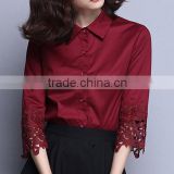 fashion lace bra top gauze blouse lace sleeve blouse