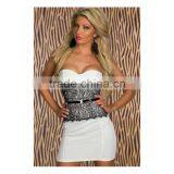 2016 Summer Womens Off Shoulder Patchwork Strapless Bodycon Nightclub Party Dress With Lace thumbnail-3