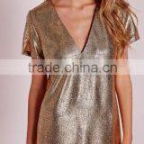 Cheap Petite Glitter v Neck Dresses Gold With Factory Prices thumbnail-4
