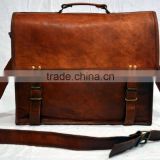 Real Leather Vintage Handmade Messenger Shoulder Cross Body Bag Briefcase Designer Goat Leather Laptop Bag