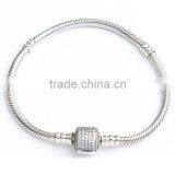 925 Sterling Silver Snake Bracelet With Rhinestones Clasp                        
                                                Quality Choice