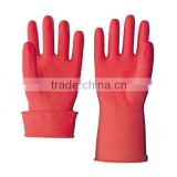 cleaning red household latex unlined gloves