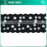 Grommet Eyelet Black Leather Gold Flat Metal Beaded Trim For Wedding Dress thumbnail-2