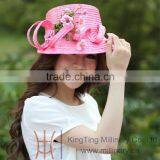 Summer / Spring Beautiful Pink Straw Hats For Young Lady thumbnail-6