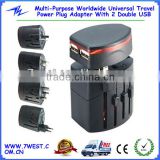 Multi-Purpose Worldwide Universal Travel Power Plug Adapter With 2 Double USB