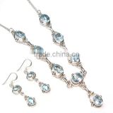 925 sterling silver jewelry wholesale blue stone necklace jewelry sets blue topaz jewelry Indian jewelry