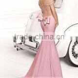 WYY19 Sexy v Neck Cap Sleeve Backless Beaded Mermaid Vestido de Renda Evening Dress thumbnail-2