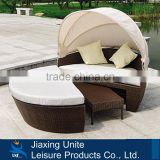 Relaxing aluminum frame rattan wicker round outdoor daybed