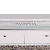 Small Modern TV Stand in High Gloss Finish With Two Drawers thumbnail-1