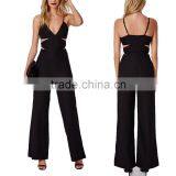 Trendy Top Sale Spaghetti Strap v Cut Out Bandage Long Black Sexy Jumpsuits for Woman thumbnail-1