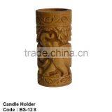 Wooden Carved Tea Light Holder thumbnail-1