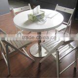 Round Solid Surface Dining Table , Solid Surface Table Top With Stainless Steel Table Base thumbnail-2