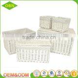 2017 Set 5 Fashion White Wicker Laundry Basket With Lid thumbnail-1