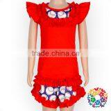Popular Baseball Print With Red Cotton Ruffles Baby Girls Shorts thumbnail-3