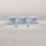 Meneedmelamine Rectangular White Color 3 Section Divided Plastic Chip and Dip Trays thumbnail-1