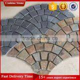 Fan Shaped Black and Rusty Natural Basalt Stone Mesh thumbnail-2