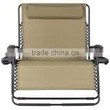 Outdoor 2 Person Double Wide Beige Folding Zero Gravity Chair thumbnail-2