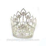 Yiwu Crystal Rhinestone Silver Plated Beauty Queen Crown For Adult Halo H172-157 thumbnail-3