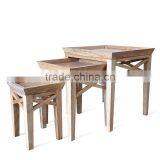 Side Table Stackable Berlin Whitewashed Teak Wood thumbnail-3