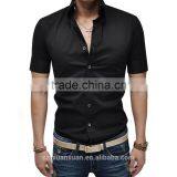 SZXX Tops Fashion Mens Slim Fit Shirt Long Sleeve Black Shirts