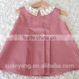 Top Fashion Lovely Polka Dot Lace Trim Collar Smocked Western Style 1-6 Years Old Little Girl Princess Dresses thumbnail-2