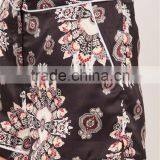 Custom Full Print Women Satin Wide Leg Boxer Shorts Floral Print Tailored Shorts Black thumbnail-5