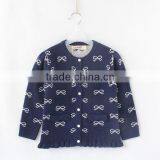 Fashion Ruffles Hem Girls Woolen Long Cardigan Sweater thumbnail-3