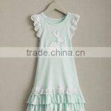 2017 Spring New Arrive Easter Bunny Dress Baby Girls Knitted Cotton Rabbit Appliqued Lace Dress thumbnail-3