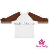 Baby Fall Cotton Shirt Long Sleeve Girls Clothes Ruffle Raglan Girls Blank Ruffle Sleeve T Shirt Wholesale Icing Ruffle Shirt thumbnail-5