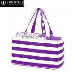 Fashion Women Plain Striped Large Utility Tote Bag thumbnail-4