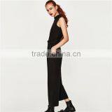 Cotton Sleeveless Long All Black Formal Jumpsuits and Rompers thumbnail-3
