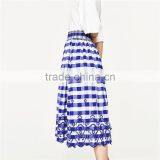 2017 OEM Spring Midi Flounce Plaid Skirt With High Elastic Waist thumbnail-3