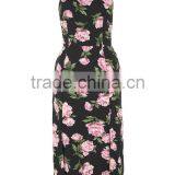 Floral Print High Neck Midi Dress With Low Back and Strappy Detail thumbnail-1