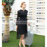 Black Elegant V Neck Women Party Dress Formal Office Dresses for Ladies With Lace thumbnail-3