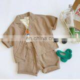 Children Clothes Suits Summer Baby Boys Fashion Clothing Sets Kids Cotton Linen Short Sleeve Shirt And Shorts thumbnail-1